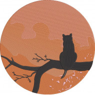 Cat Silhouette In the Moon